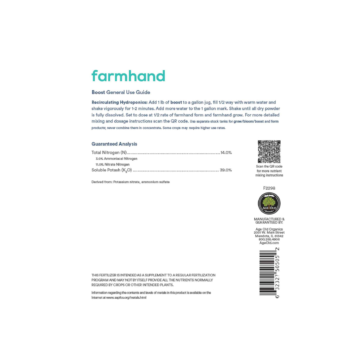 farmhand boost 14-0-39 5lb bag