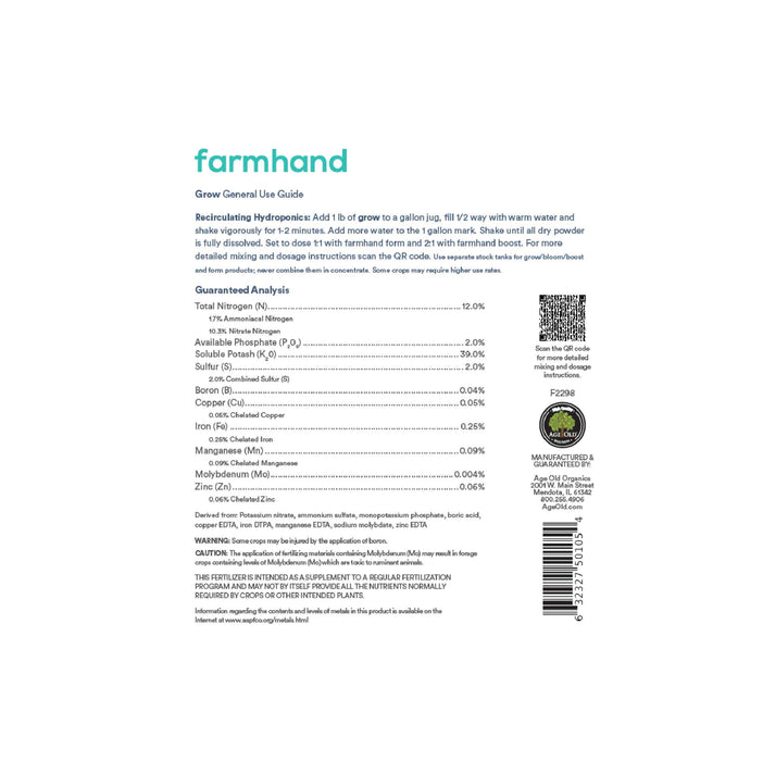 farmhand grow 12-2-9 label