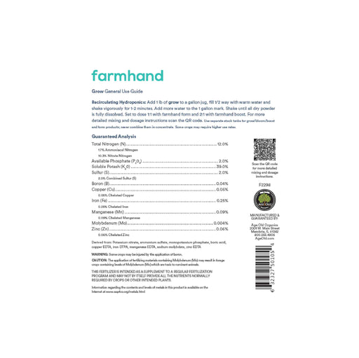 farmhand grow 12-2-39 label